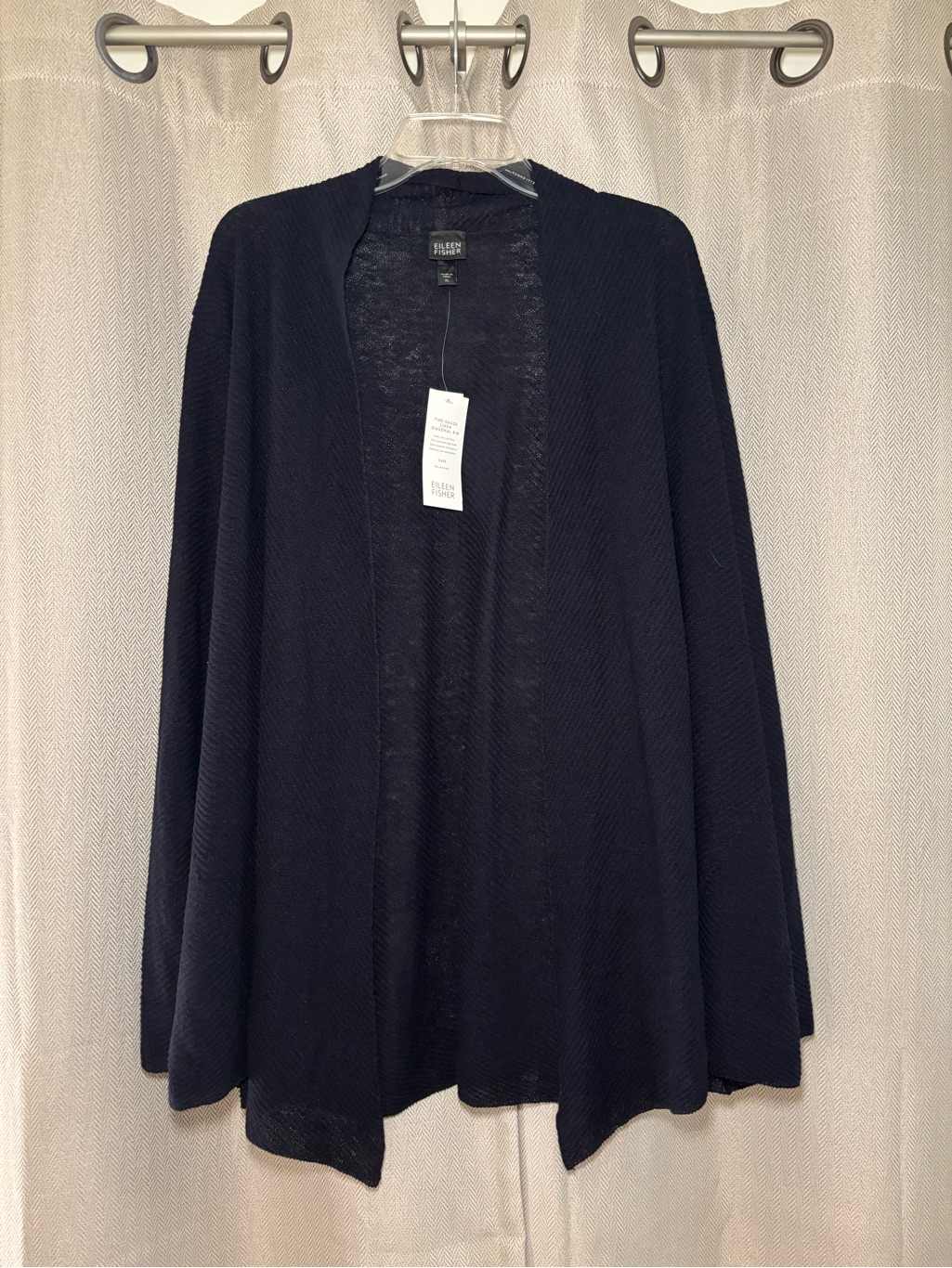 Eileen Fisher Fine Gauge Linen Silk Shaped Open Front Cardigan